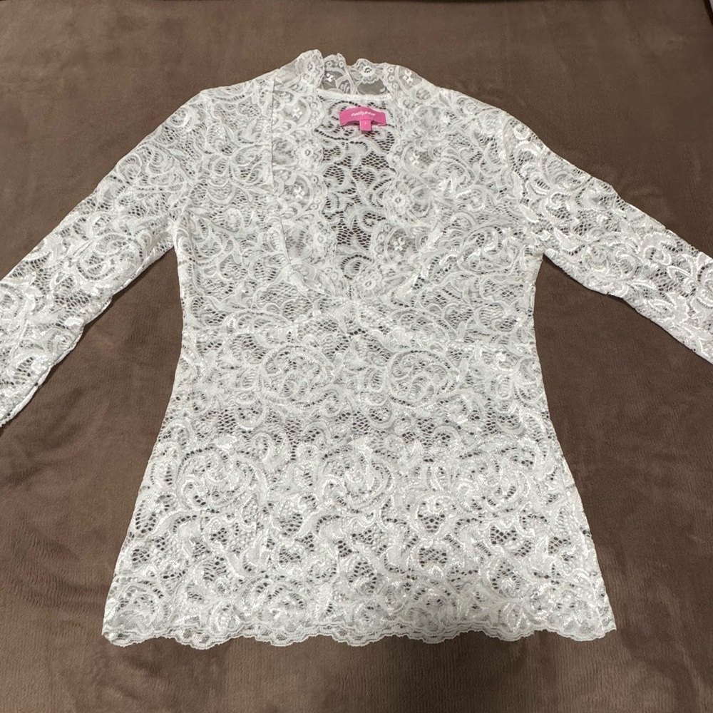Edikted | Sheer Lace Bell Sleeve Top - Picture 6 of 8